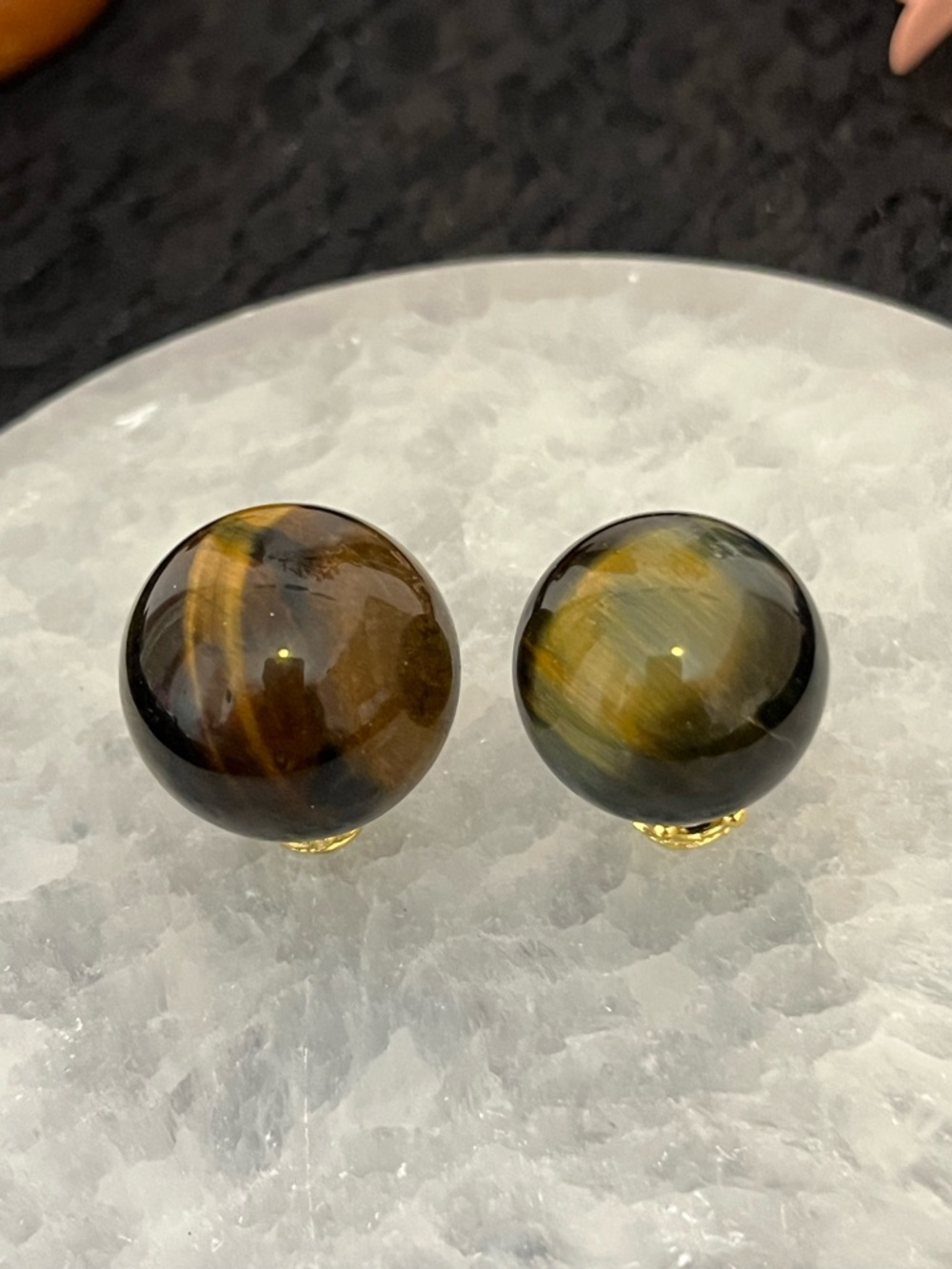 Gold-Tone Tiger Eye Sphere